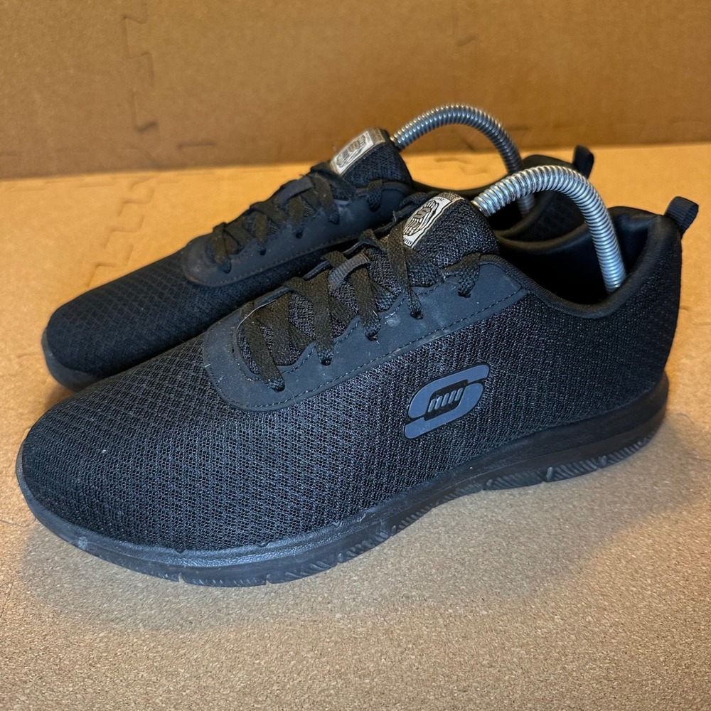 Skechers Work Sneakers Women 9 Black Ghenter Bronaugh Slip Resistant 77210W Wide - Picture 3 of 11